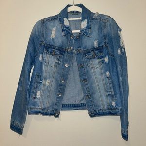 Distressed denim jacket